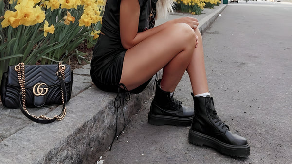 Short Dress with Boots, Dress with tights + short boots thats cute