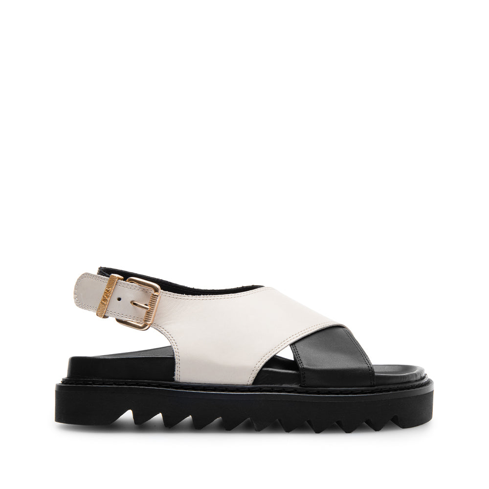 Läst Diana Black Off White Leather Chunky Sandals