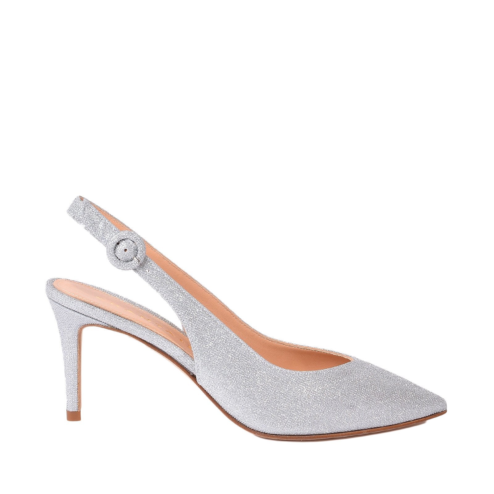 Silver slingback shops heels