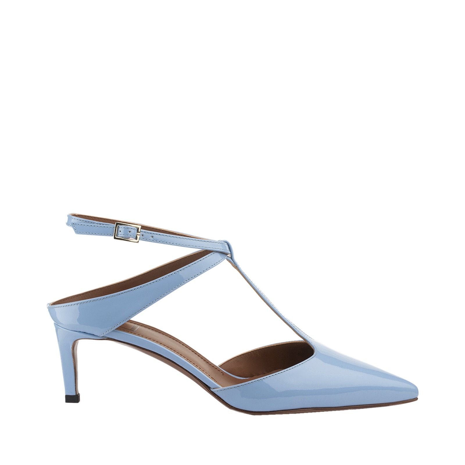 L AUTRE CHOSE T BAR COURT SHOES IN SKY BLUE PATENT LEATHER