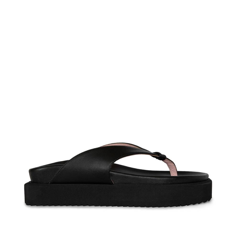 Black leather flip flops womens online