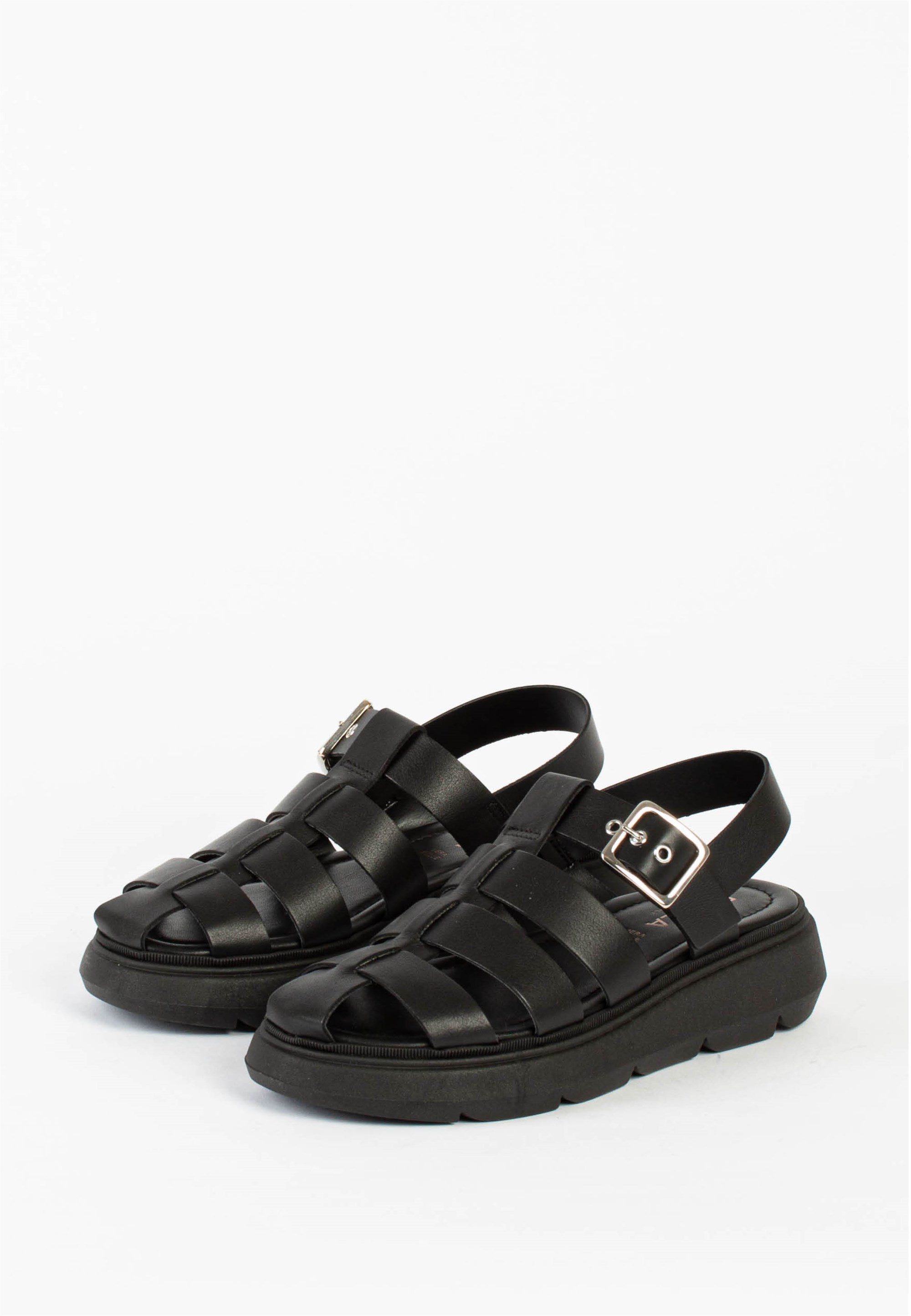 Elisa Black Leather Chunky Sandals ELISA-BLACK - 4