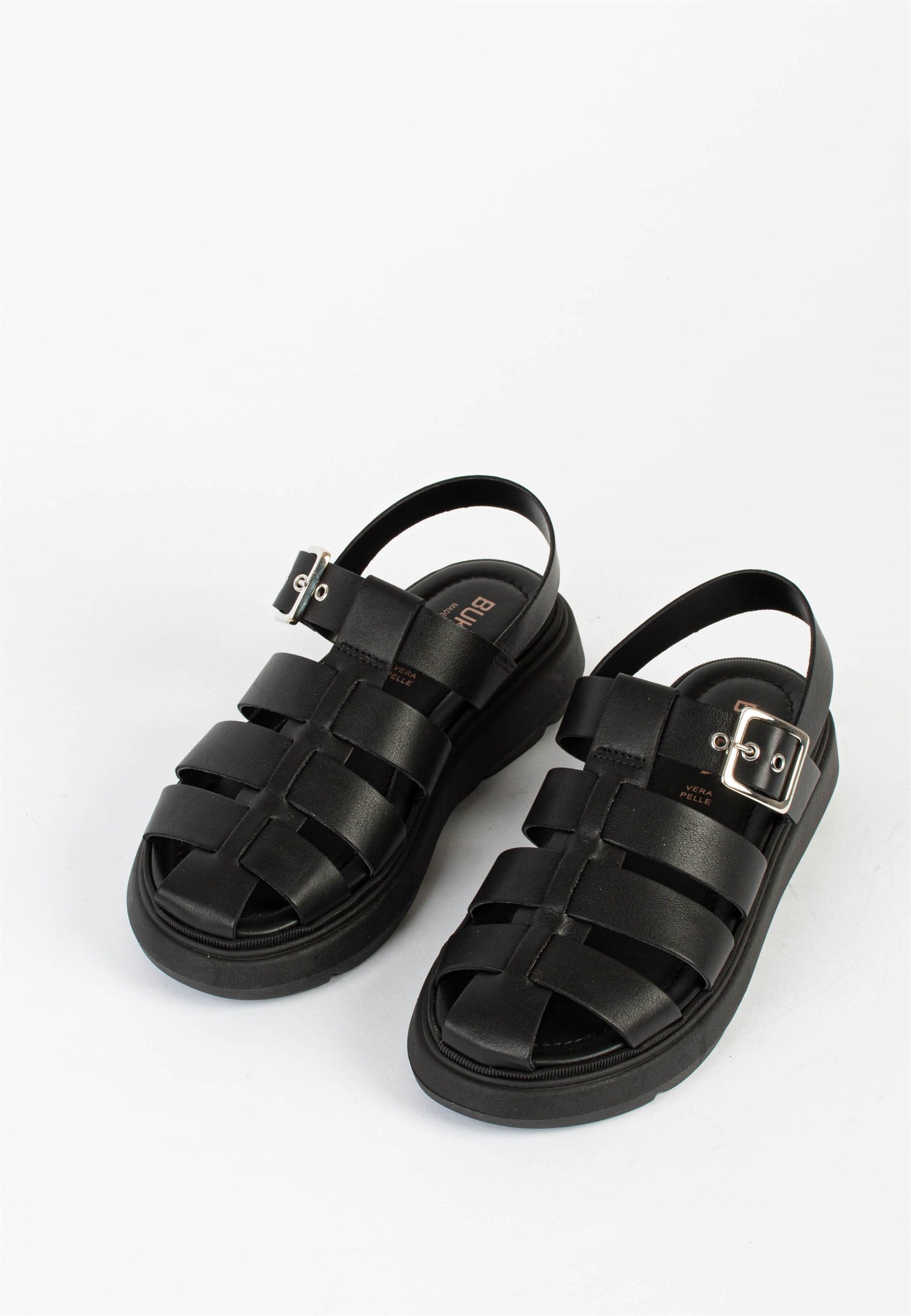 Elisa Black Leather Chunky Sandals ELISA-BLACK - 3