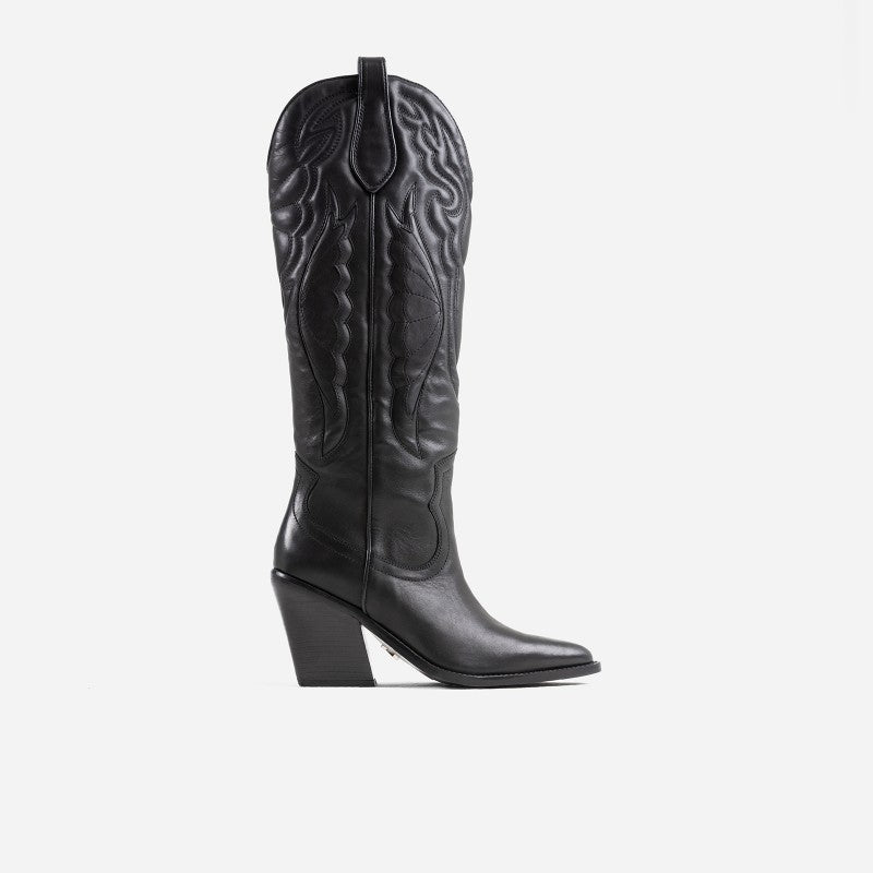 Bronx New Kole Black High Western Boots