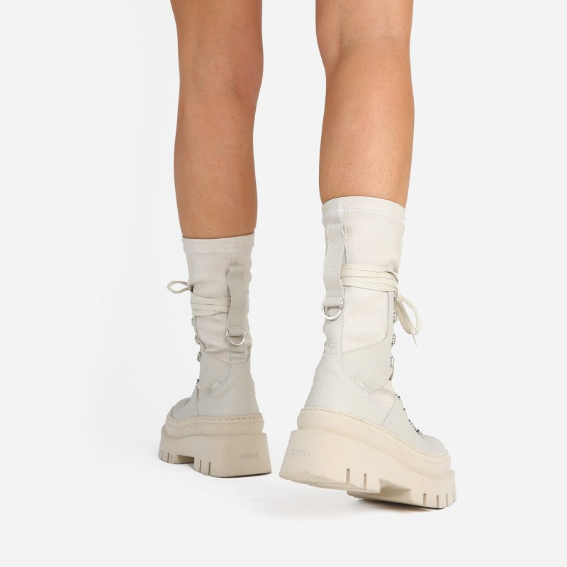 Bronx Evi Ann Creme White Biker Boots