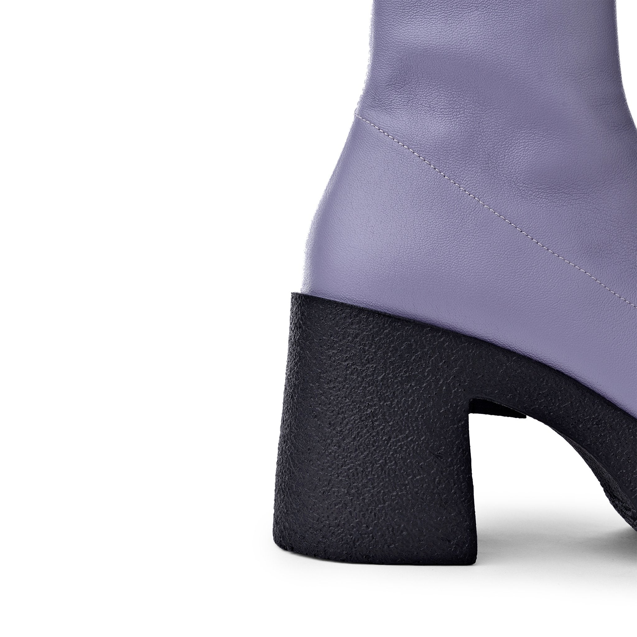 Umi Pastel Lilac Stretch Leather Chunky Ankle Boots