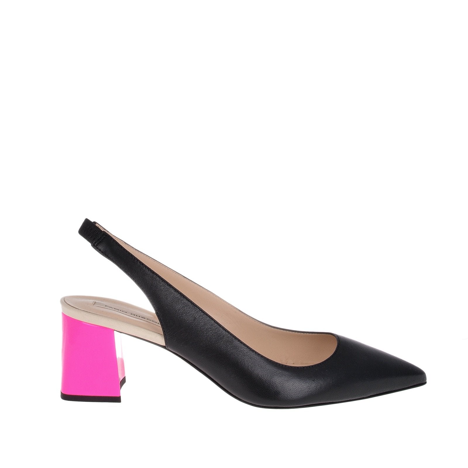 Window Nappa Black Neon Pink Slingback Shoes Heels WIND - 1