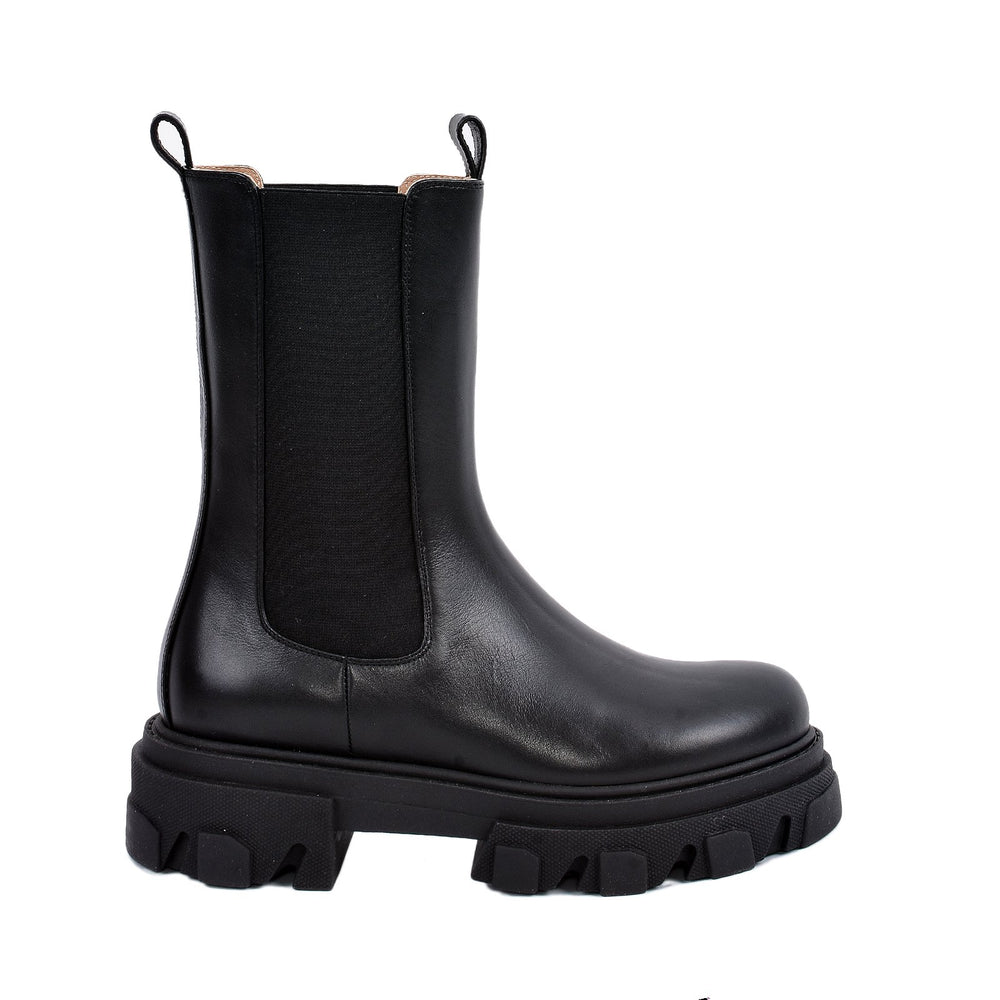 AKAADA RIN BLACK ELASTIC COMBAT BOOTS