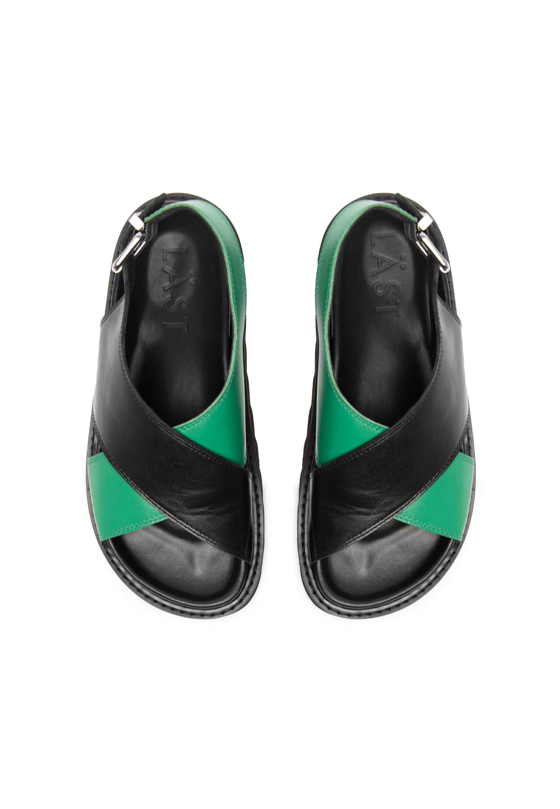 LÄST Diana - Leather - Black/Green Sandals Black/Green