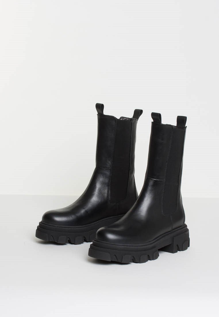 Ella Black Leather Combat Boots Ellablack1 - 4