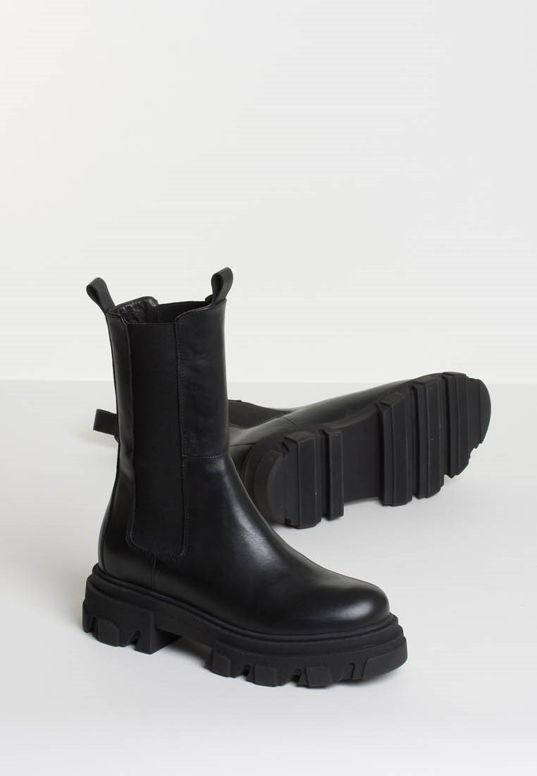 Ella Black Leather Combat Boots Ellablack1 - 2