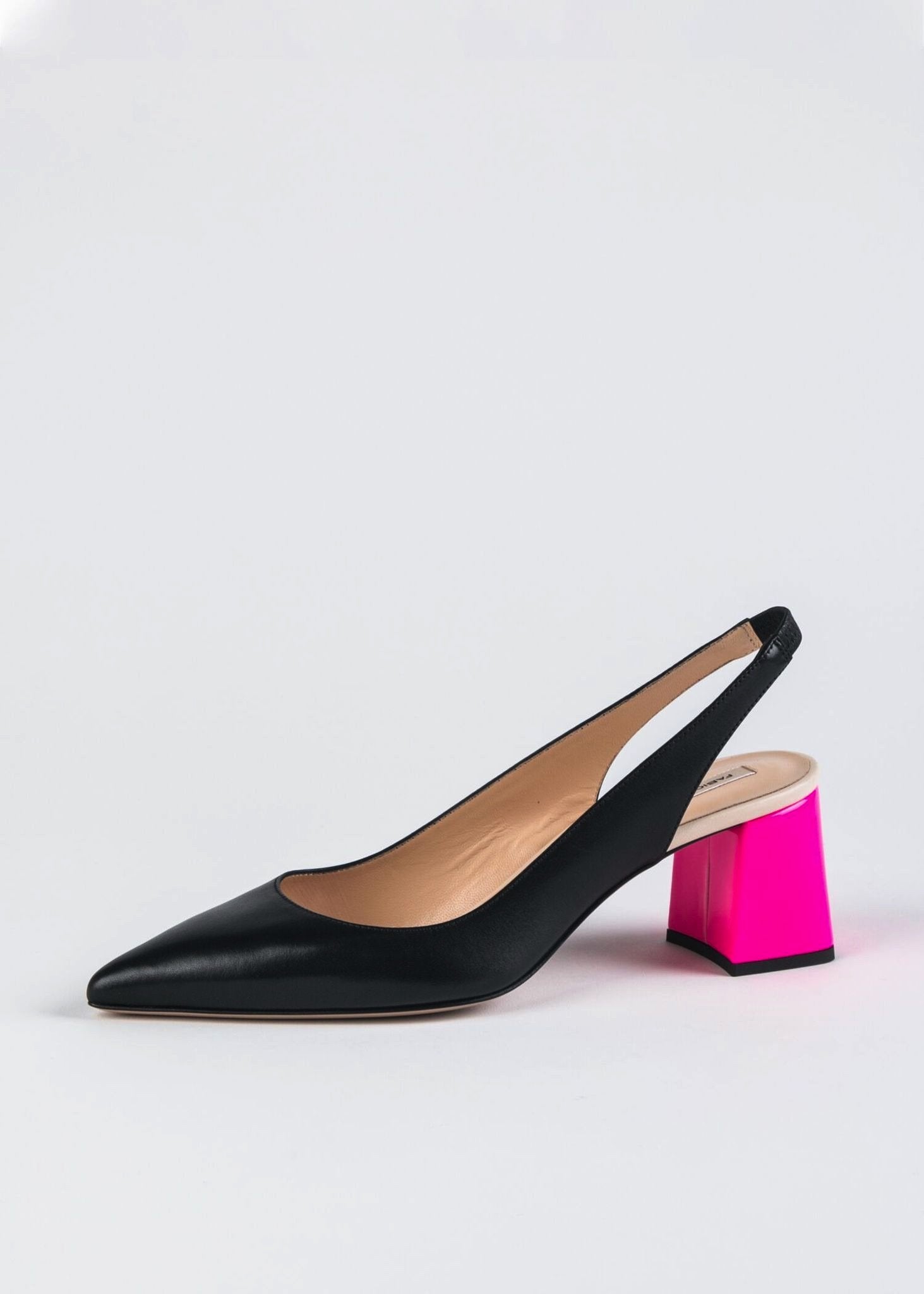 Window Nappa Black Neon Pink Slingback Shoes Heels WIND - 7