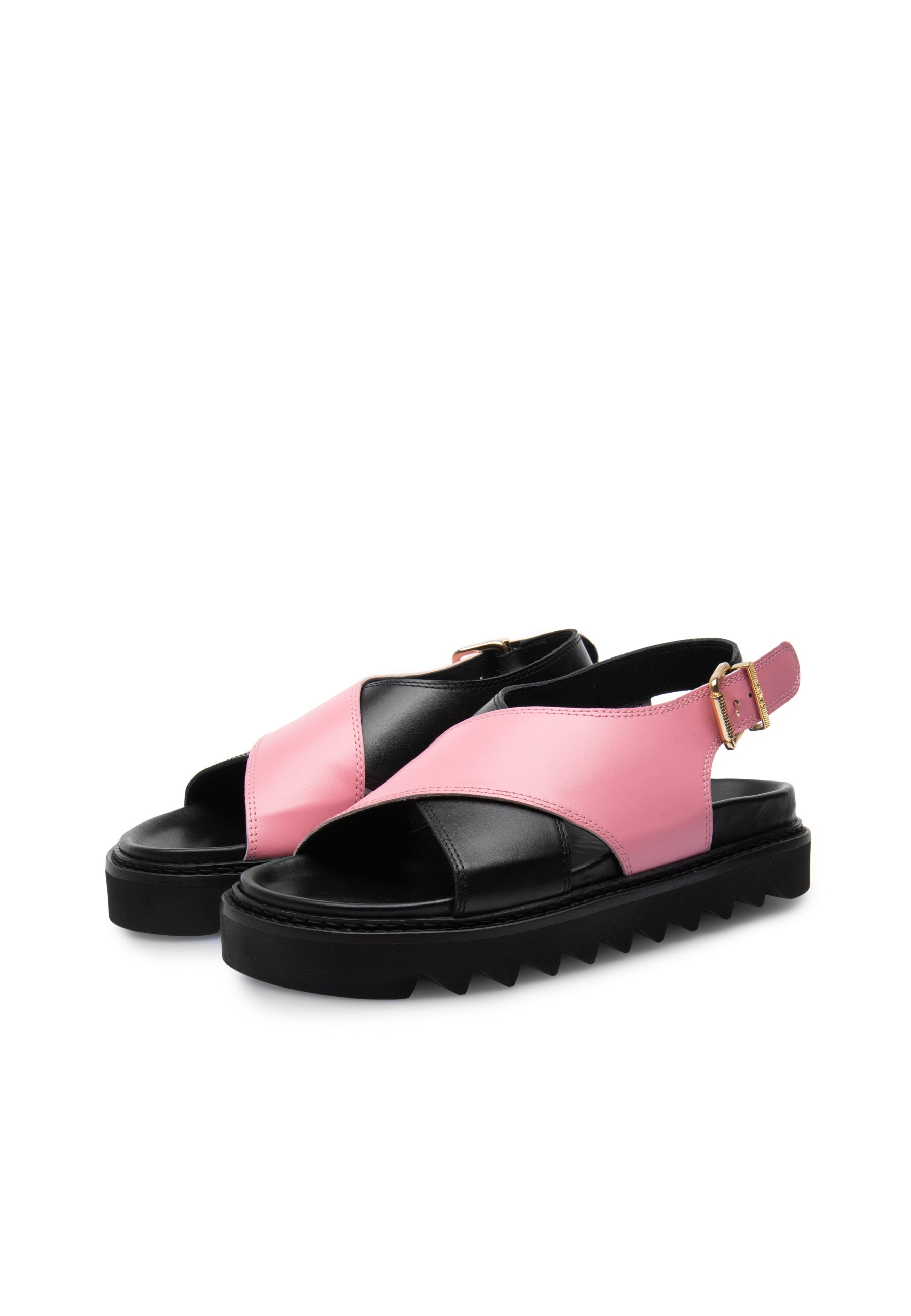 Diana Black Pink Leather Chunky Sandals LAST1523 - 3