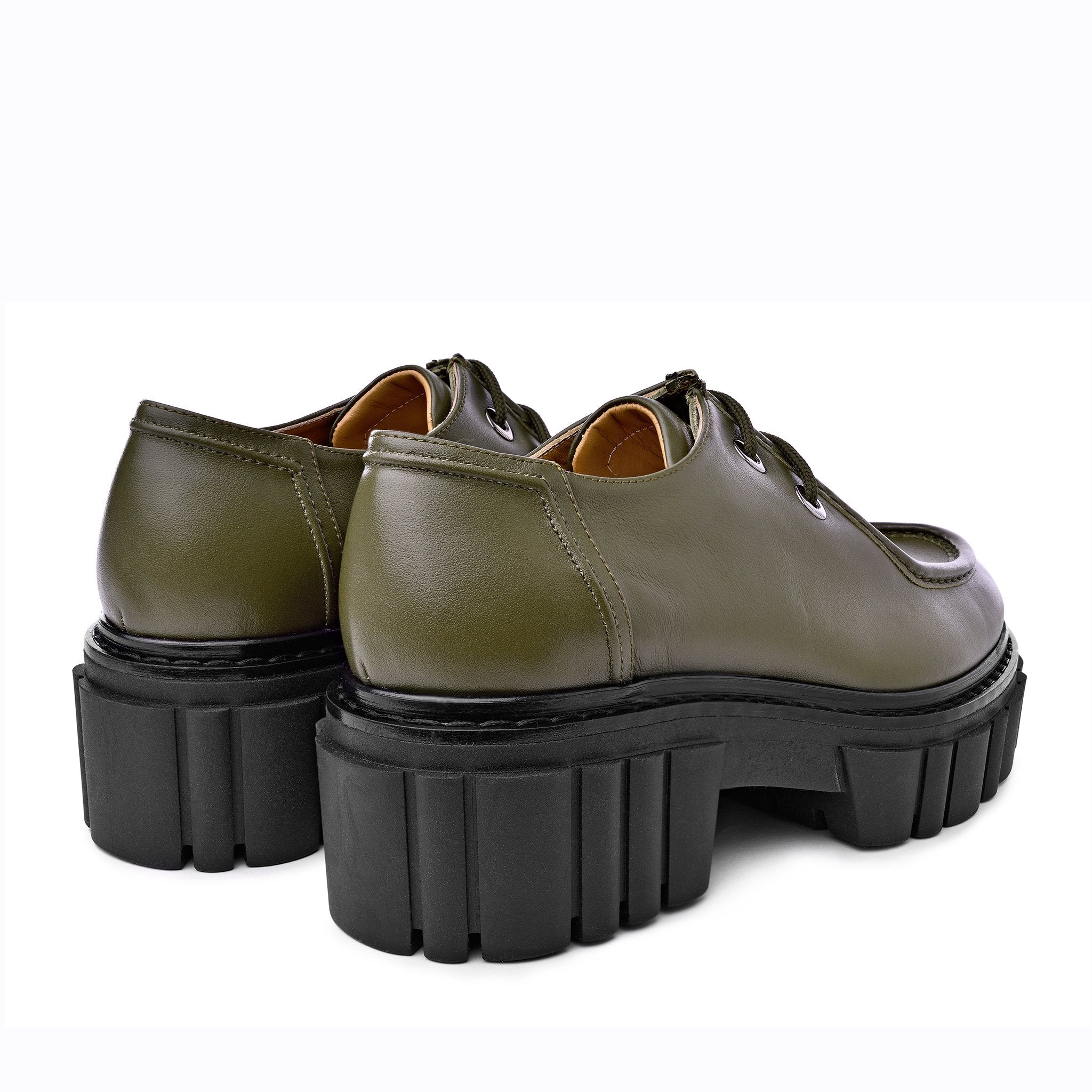 Akaada Taka Olive Lace-up Chunky Loafers