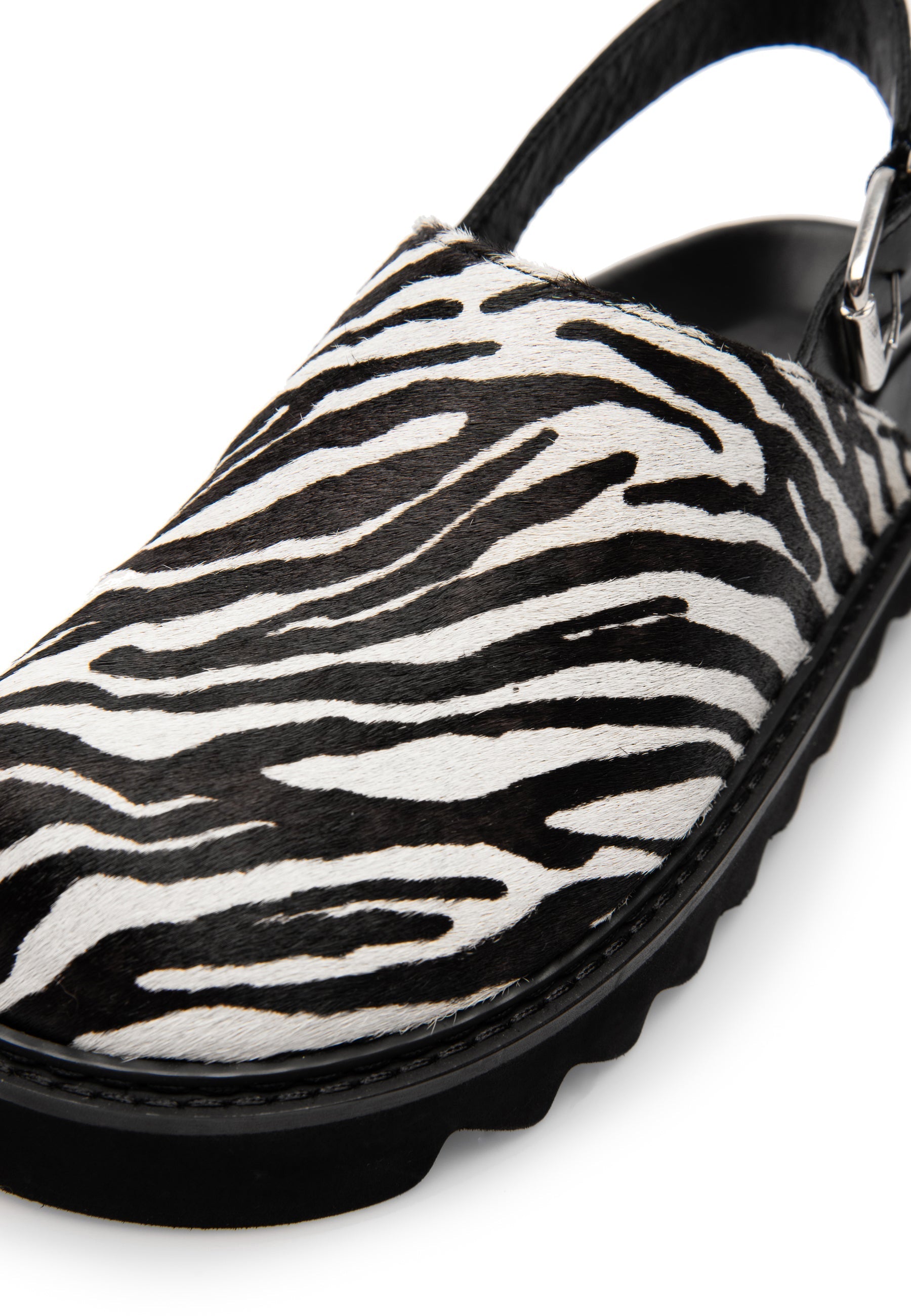 LÄST Saffran - Cow Hair Leather - Black/White Slides Black/White