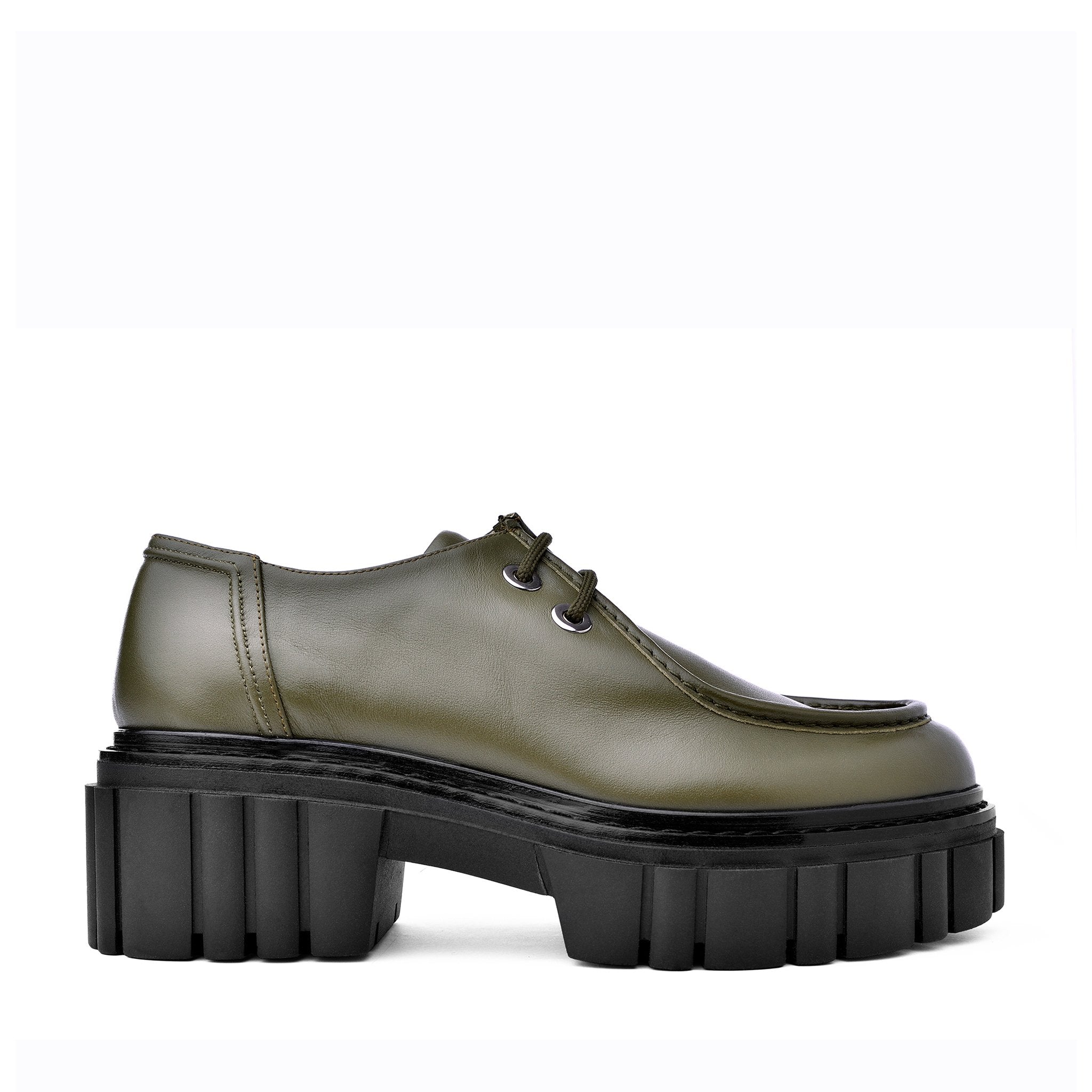 Taka Olive Lace-up Chunky Loafers