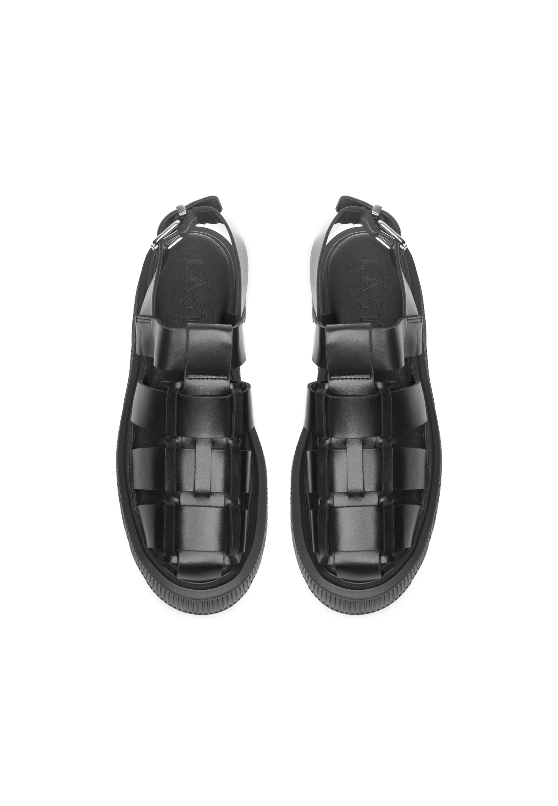 Black leather sandals on sale