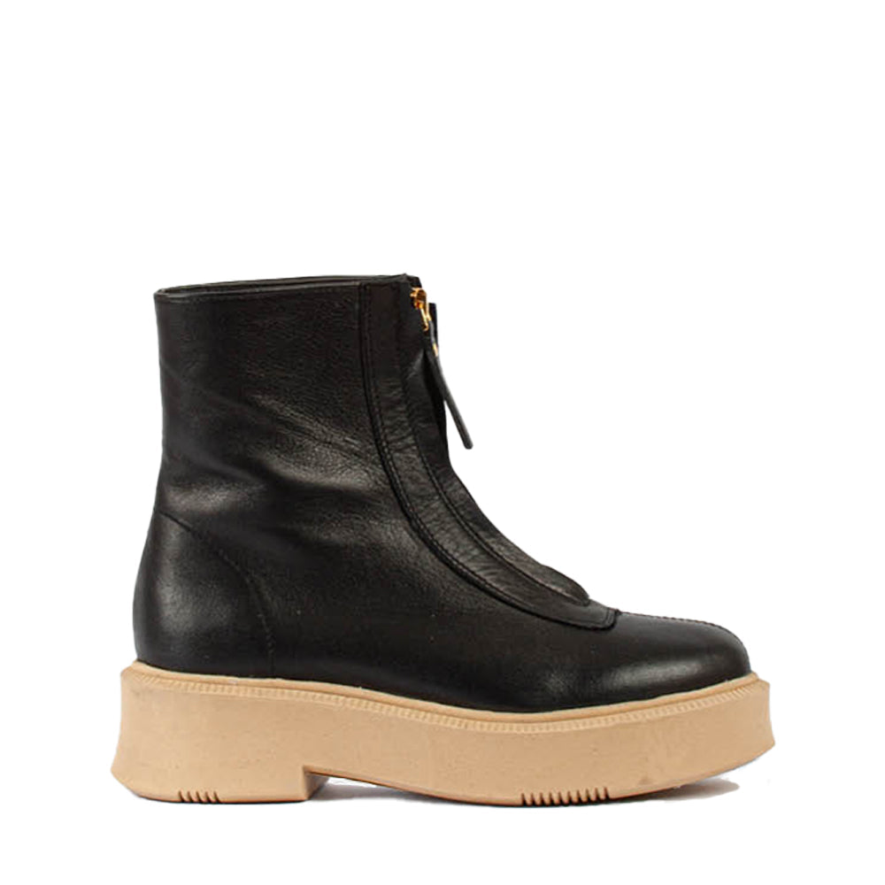 Vela Front Zip Black Ankle Boots VELA-BLACK - 1