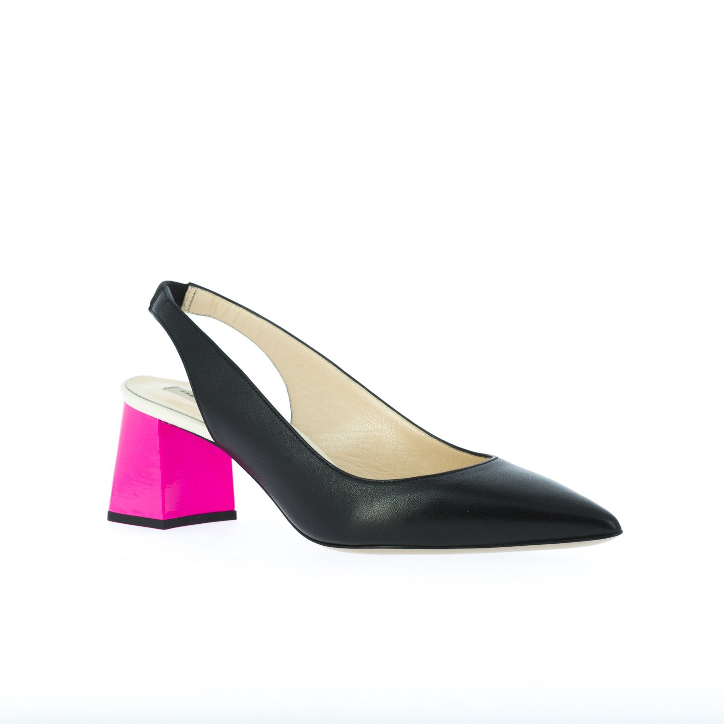 Window Nappa Black Neon Pink Slingback Shoes Heels WIND - 9