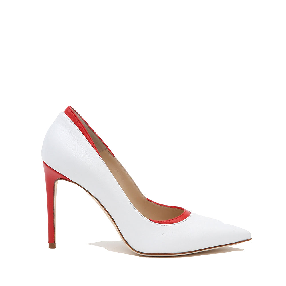 Angela Cusimano Anna Milky White and Ruby Red Pumps