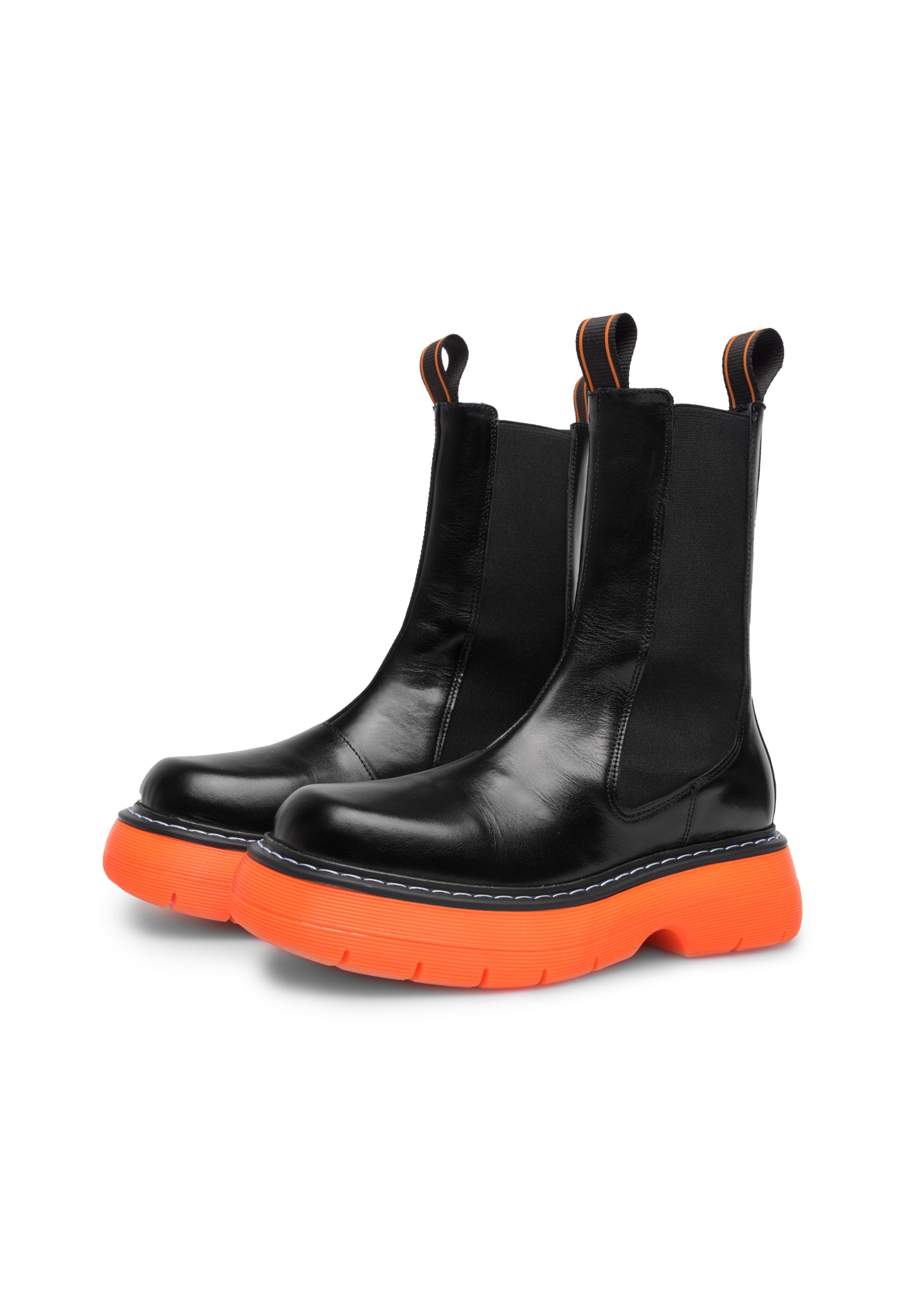 Last Joy Black Orange High Chelsea Boots